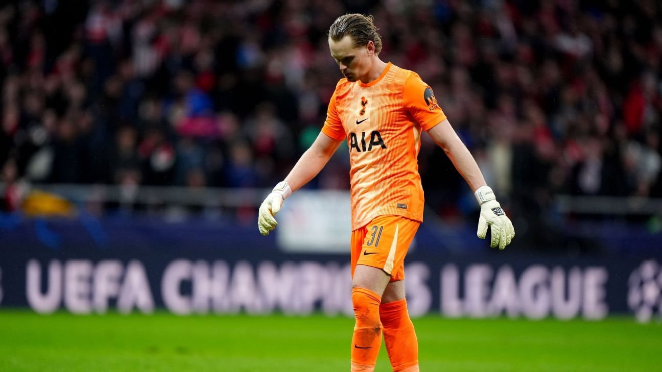 Stats behind Spurs GK Kinsky’s early sub off vs. Atlético