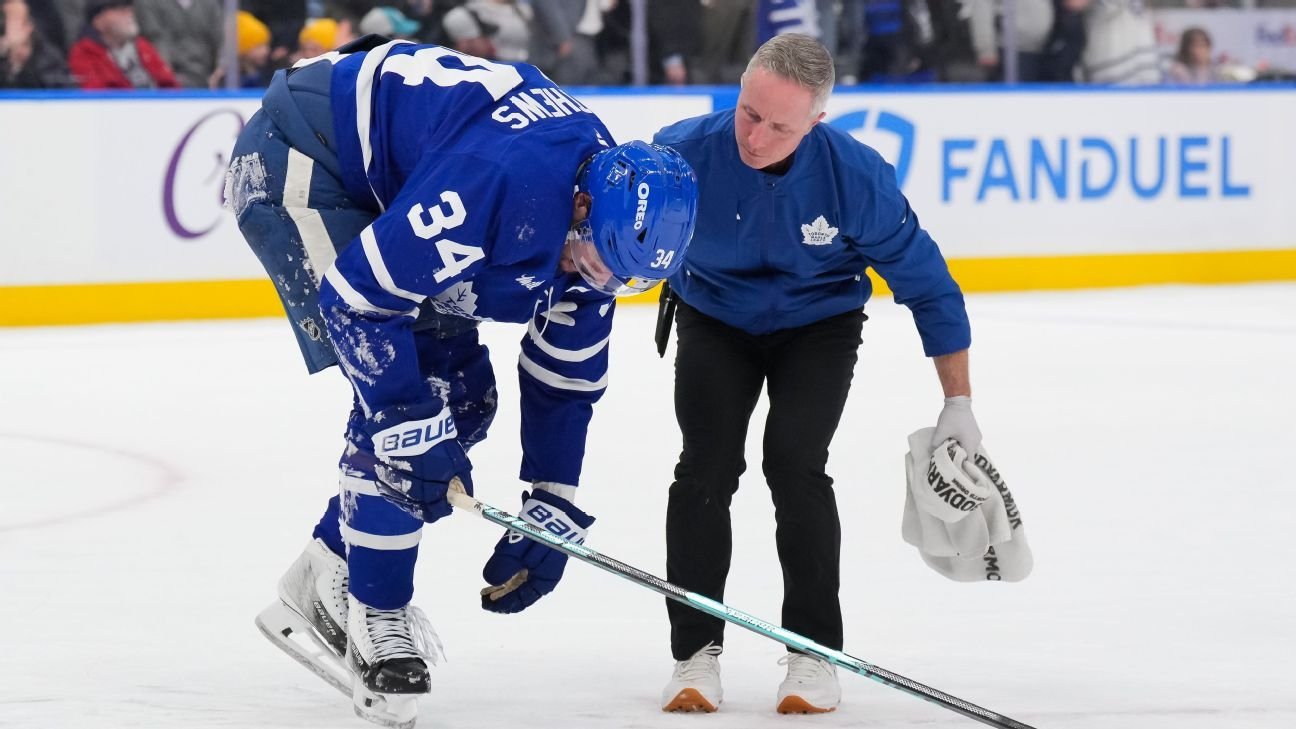 Maple Leafs’ Auston Matthews exits after knee-on-knee hit