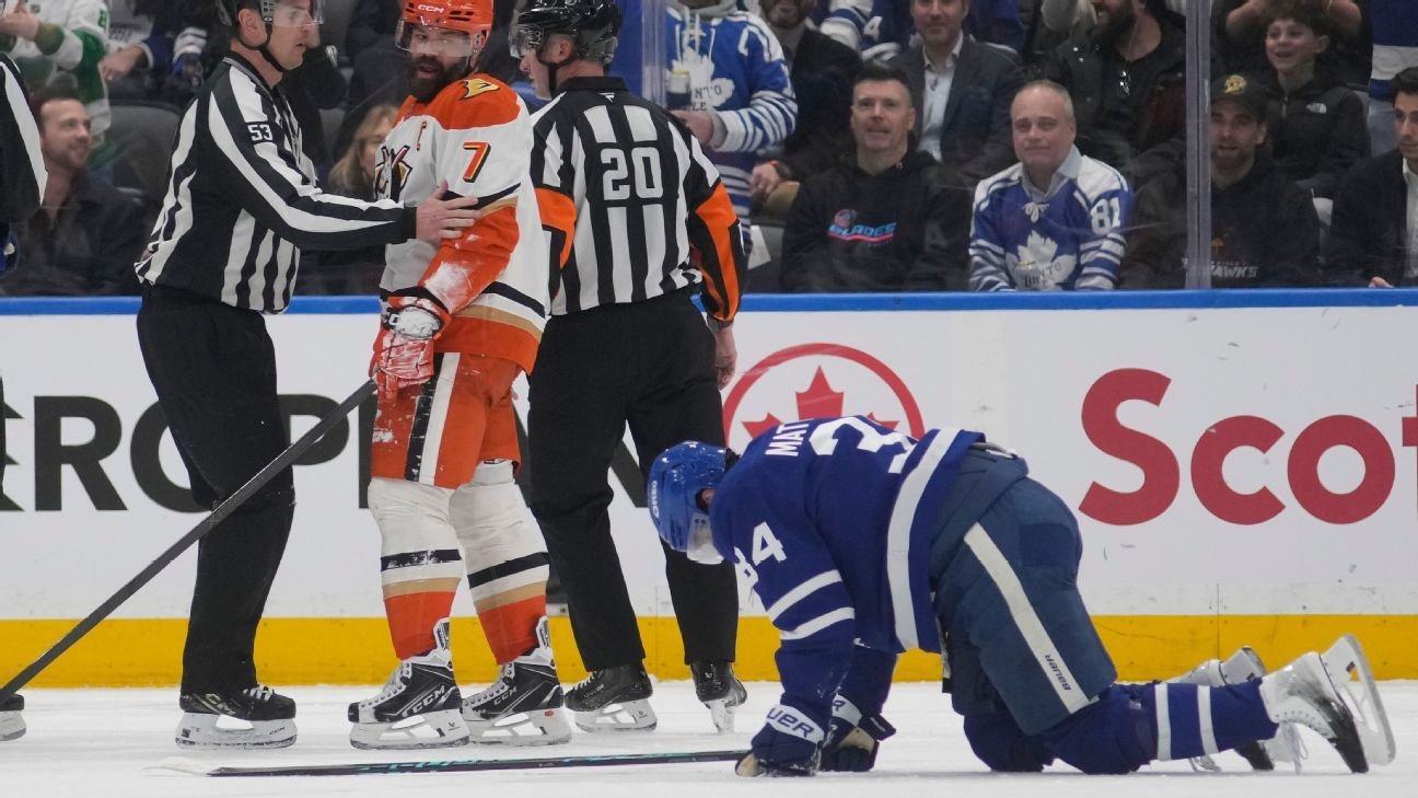 Leafs’ Auston Matthews out for season after knee-to-knee hit
