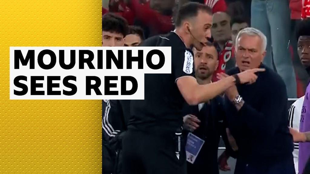 Jose Mourinho sent off after late Benfica equaliser against FC Porto
