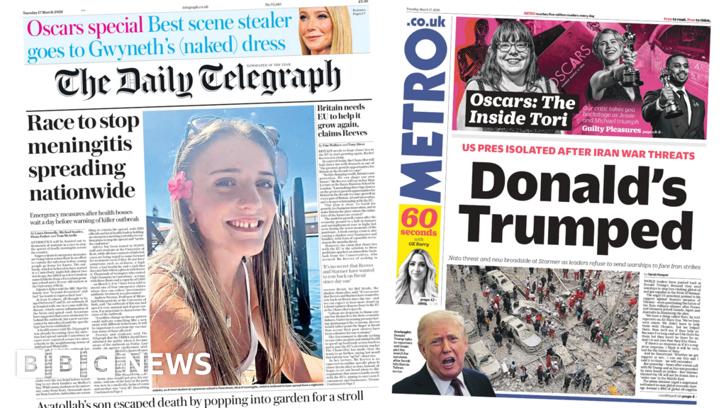 ‘Race to stop meningitis spreading’ and ‘Donald’s Trumped’