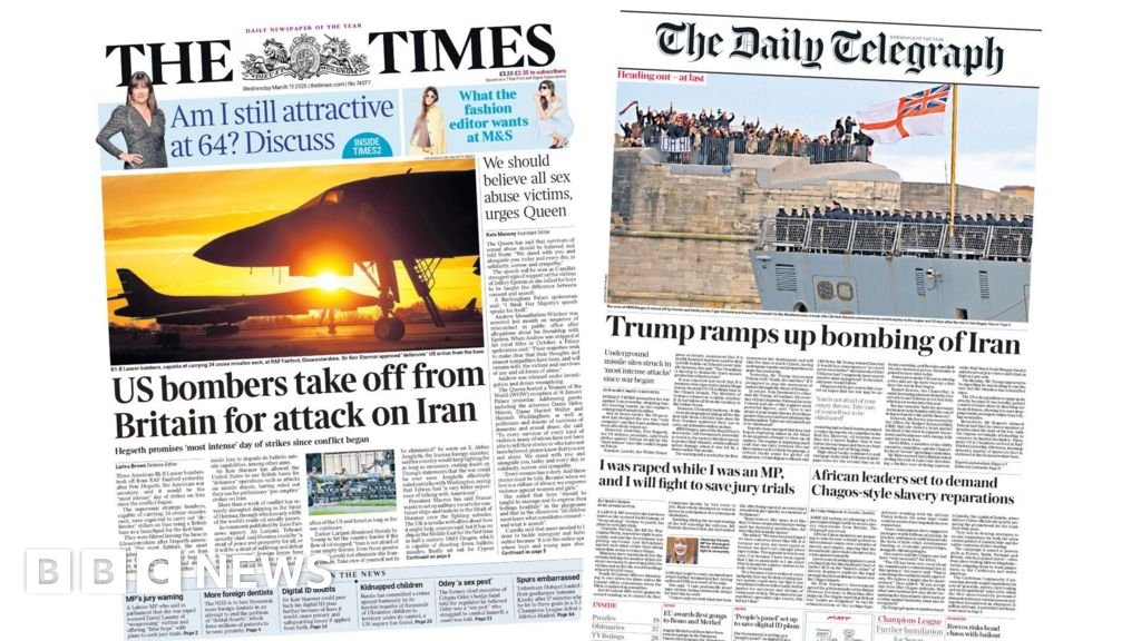 The Papers:  'US bombers take off' and 'Heading out – at last'