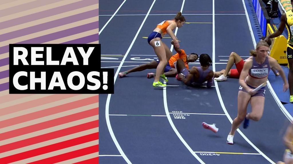 'Wowzer!' – shoes fly and athletes collide in mixed relay