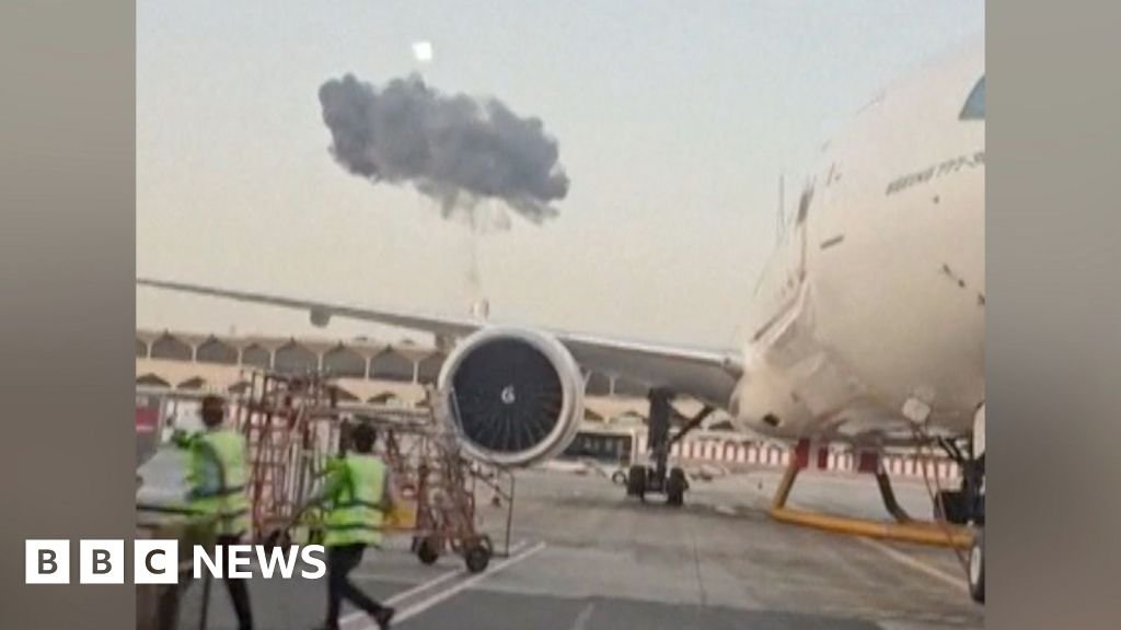 Moment of drone strike close to Dubai Airport