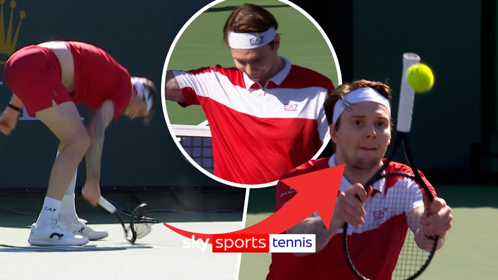 Incredible! Bublik SMASHES racket before hitting OUTRAGEOUS trick shot!